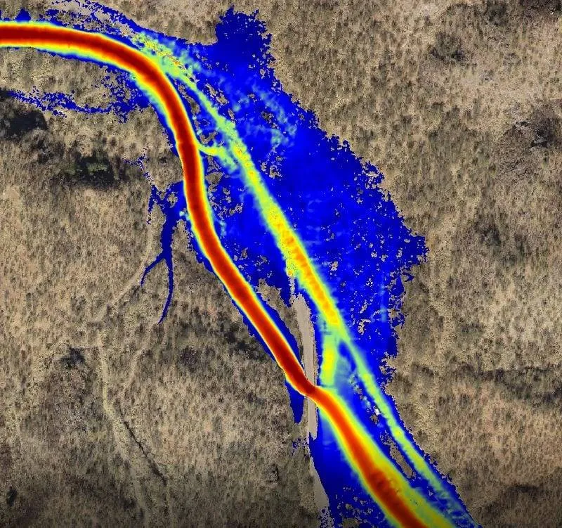 Screen Capture - Flood Simulation aerial view of flood simulation